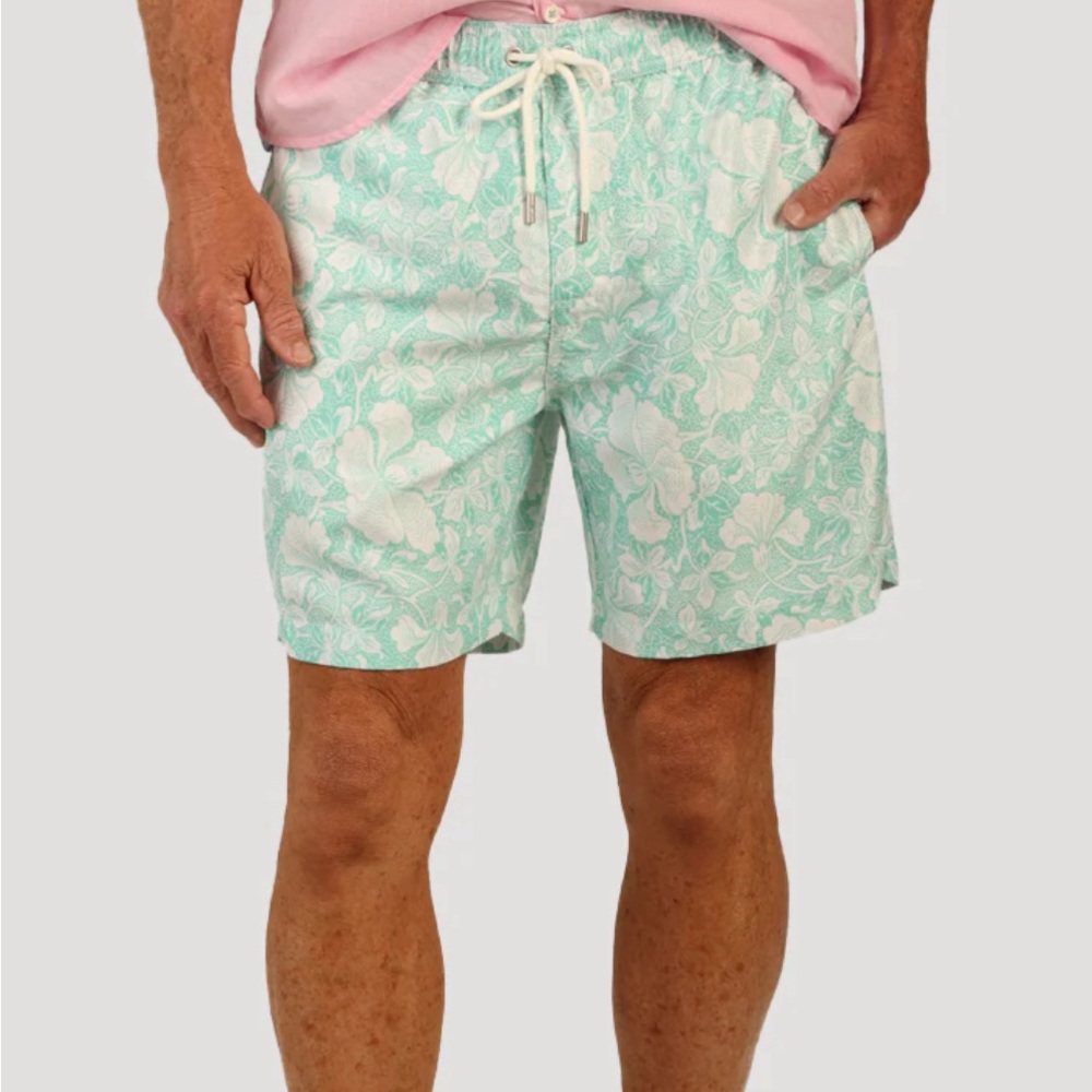 True Grit Men’s Tahiti Waterman Drawstring Board Short - Aqua - Size Large